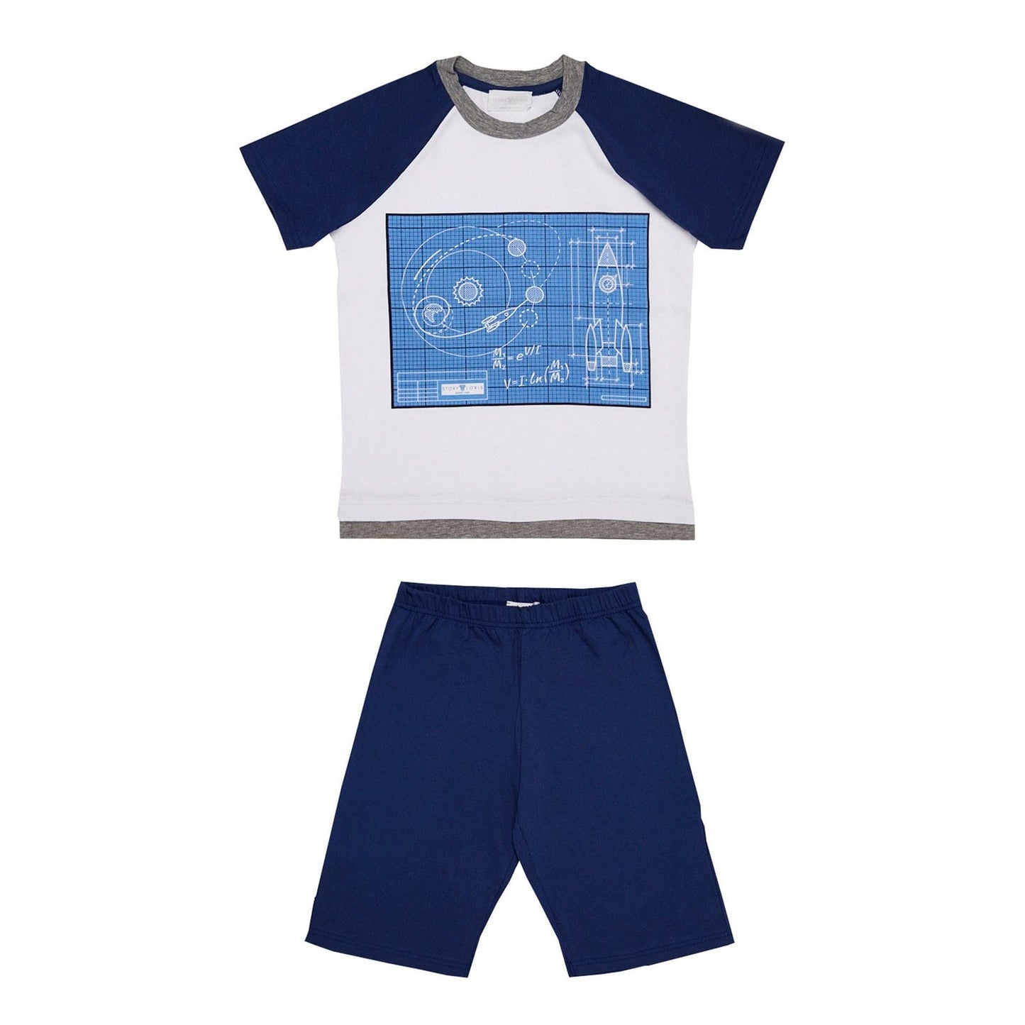 Boys White Top&Navy Blue Bottom  Pyjama
