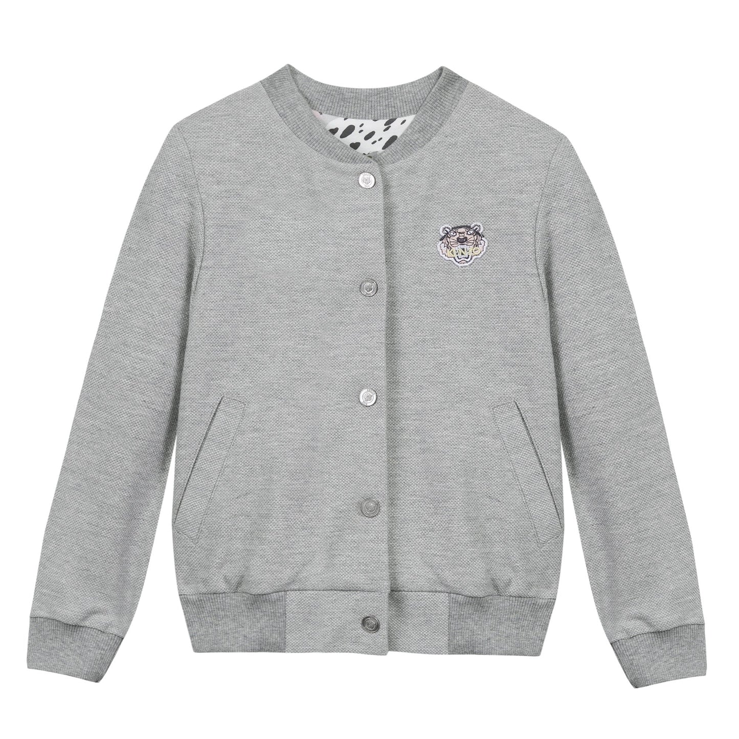 Girls Grey Jacket With Tiger Emblem