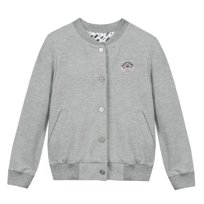 Girls Grey Jacket With Tiger Emblem