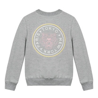 Girls Grey Jacket With Tiger Emblem