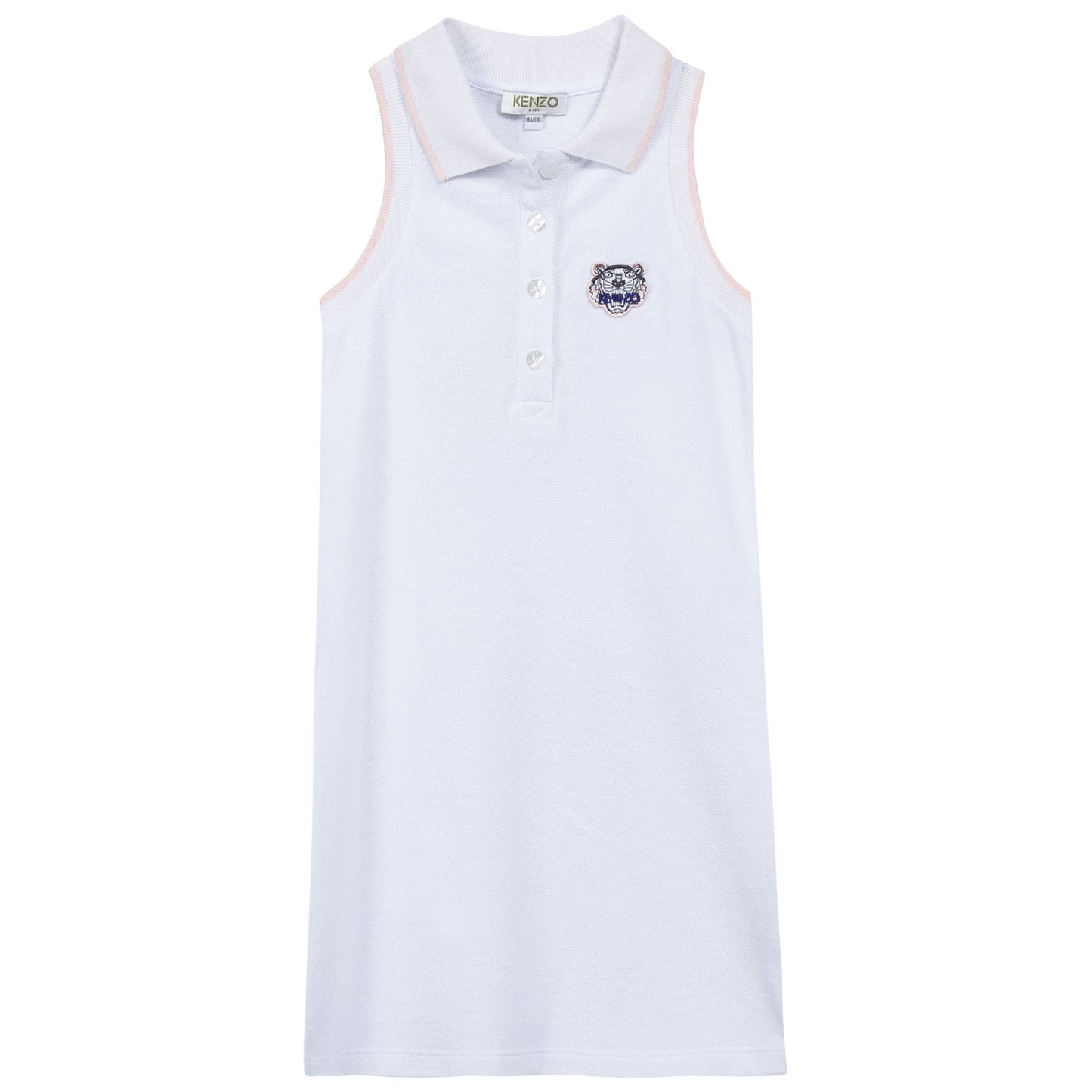 Girls White Polo Dress With Tiger Emblem