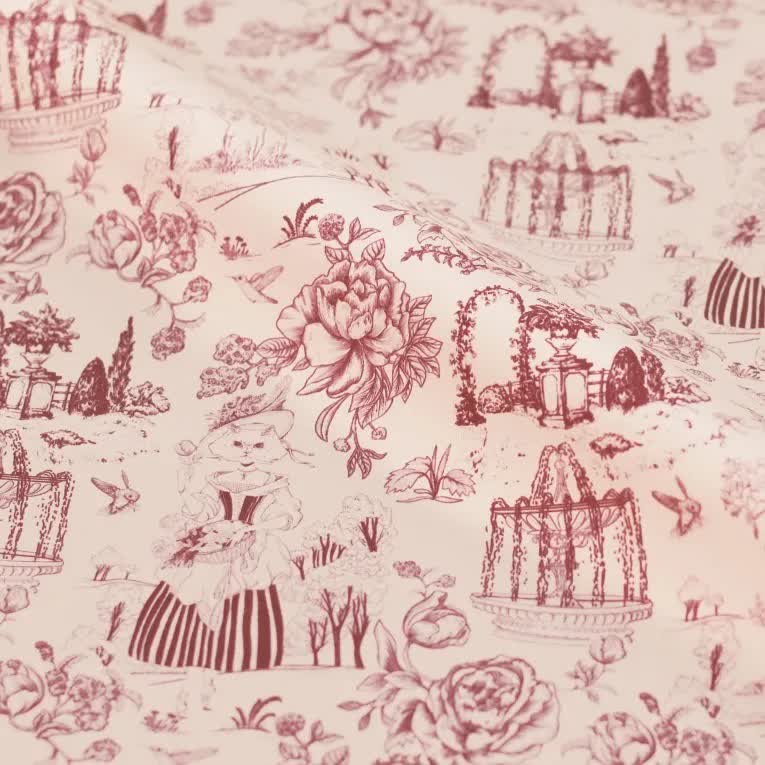 女童玫瑰粉"Toile de Jouy"芭蕾舞连体衣(高叉)