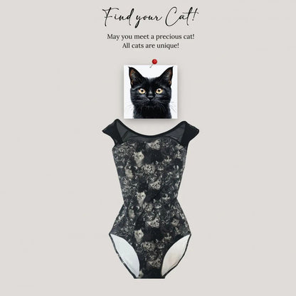 女士黑色"Find your Cat!-Black Cats"芭蕾舞连体衣(182999077/Plie/Black)