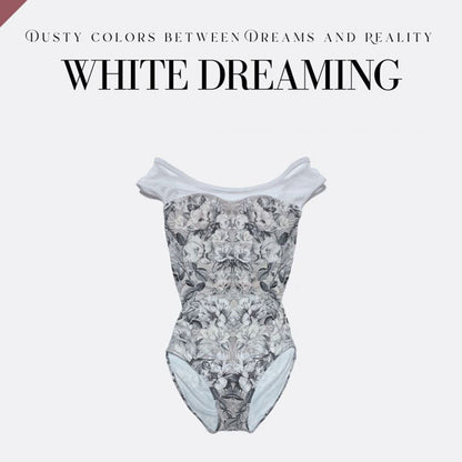 女童白色印花芭蕾舞连体衣(184943342/Plie/White)