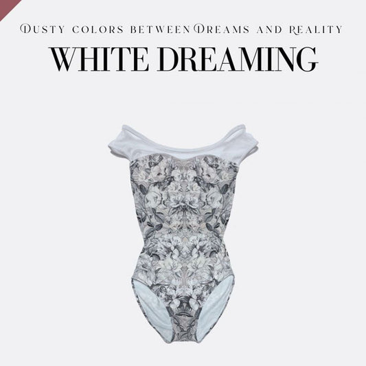 女童白色印花芭蕾舞连体衣(184943342/Plie/White)