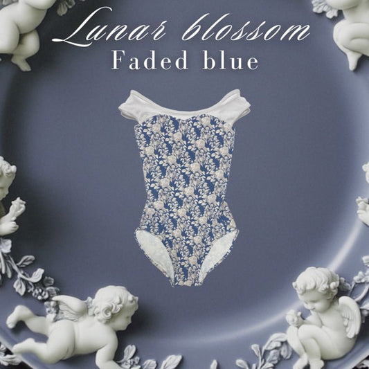 女童白色"Lunar blossom-Faded blue"芭蕾舞连体衣(高叉185468516HL/Plie/White)