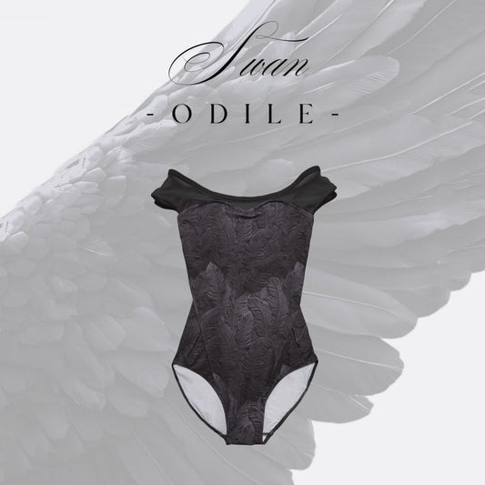 女童黑色羽毛"Swan-Odile"芭蕾舞连体衣(高叉190208150HL/Plie/Black)