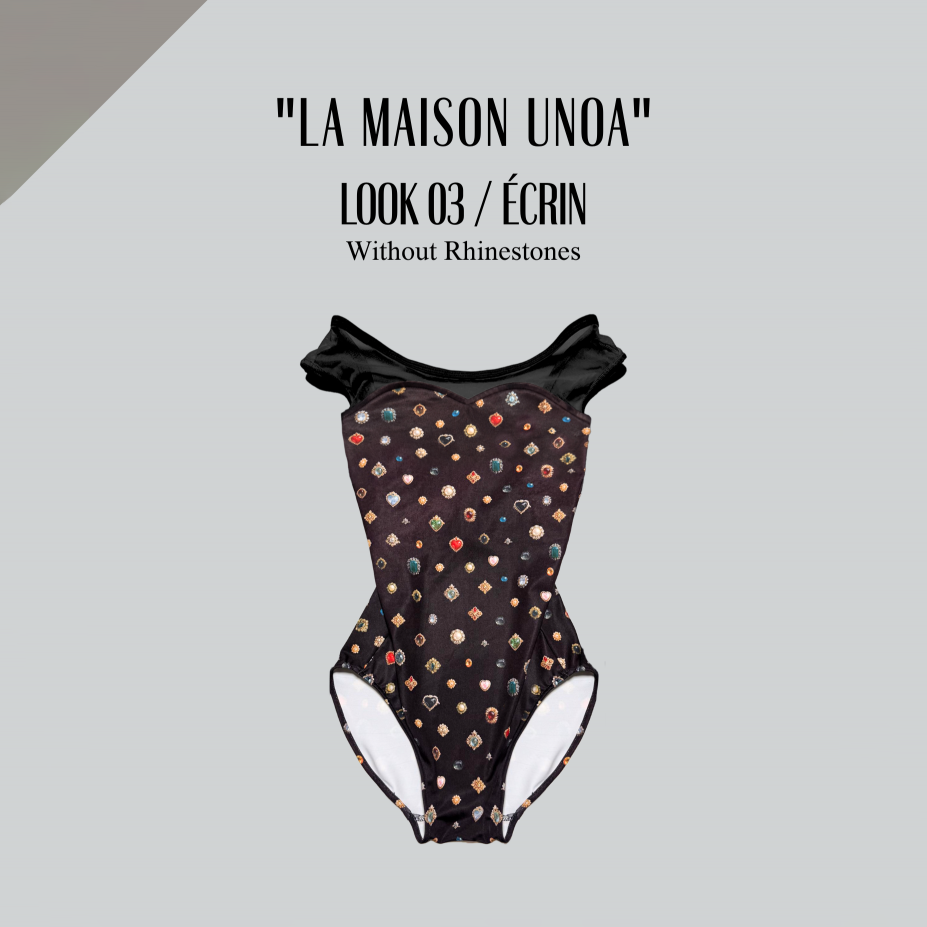 女童黑色芭蕾舞连体衣(192664749/Plie/Black × La Maison unoa-Look 03/Ecrin)