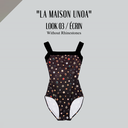 女童黑色芭蕾舞连体衣(192664761/Pique/Black × La Maison unoa-Look 03/Ecrin)