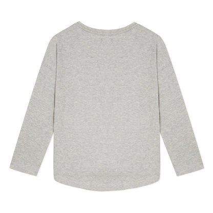 Girls Grey Printing Cotton Long Sleeves T-shirt