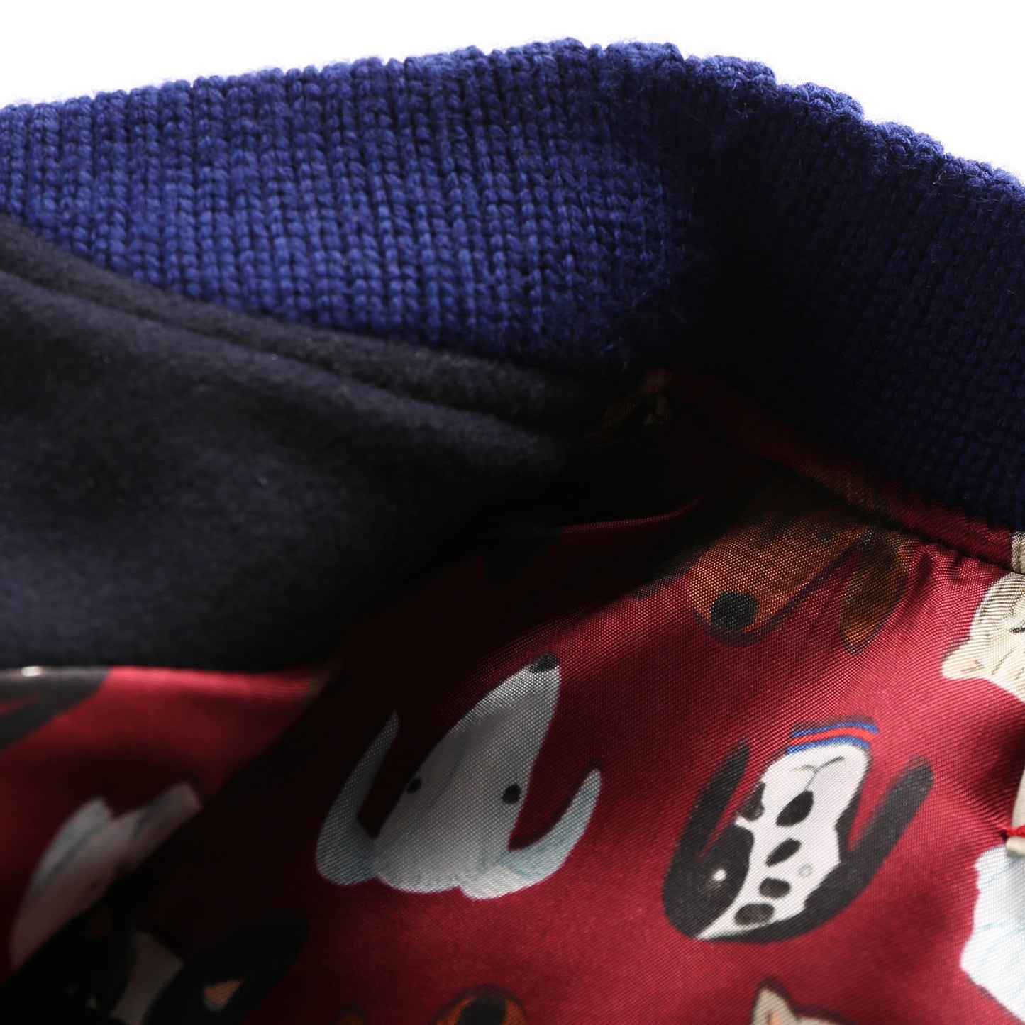 Boys Navy Blue Ribbed Cuffs Wool Jacket
