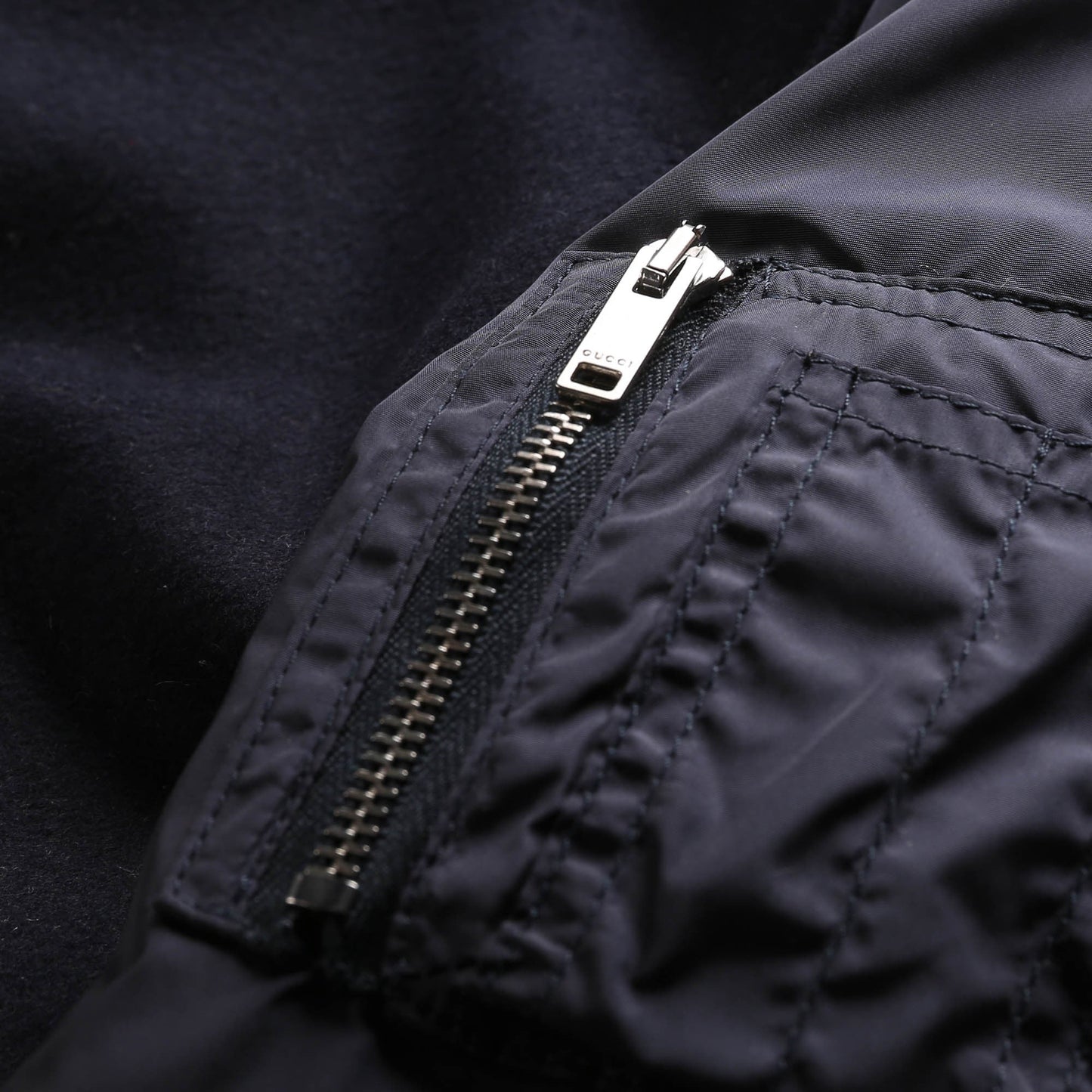 Boys Navy Blue Ribbed Cuffs Wool Jacket