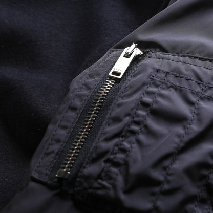 Boys Navy Blue Ribbed Cuffs Wool Jacket