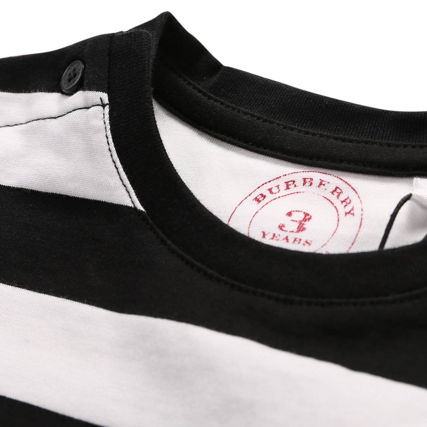 Baby Boys White & Black Striped Cotton T-Shirt