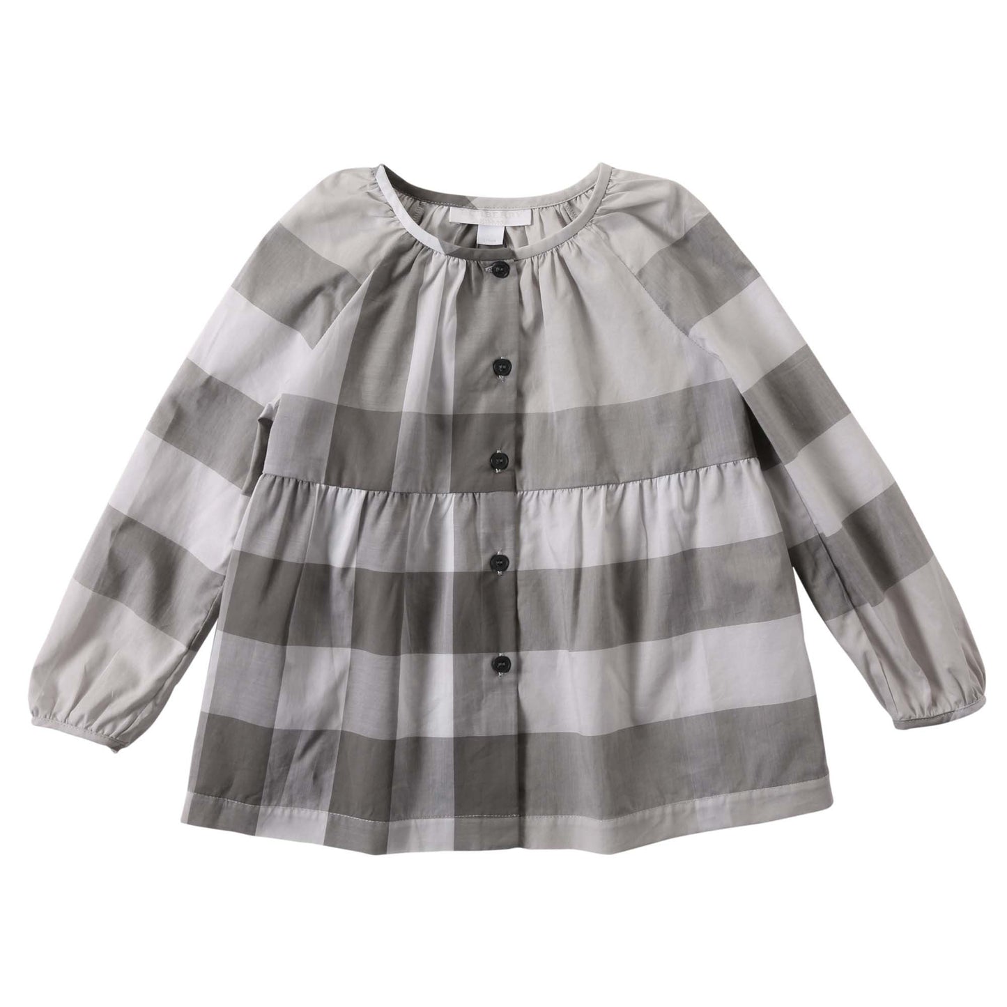 Girls Light Grey Check Cotton Blouse