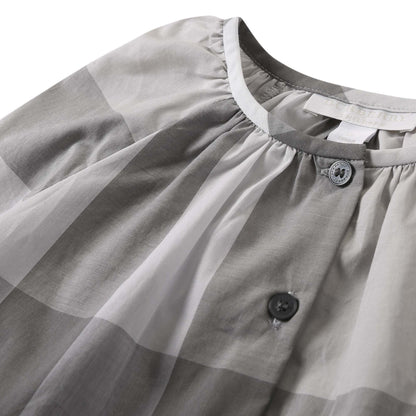 Girls Light Grey Check Cotton Blouse