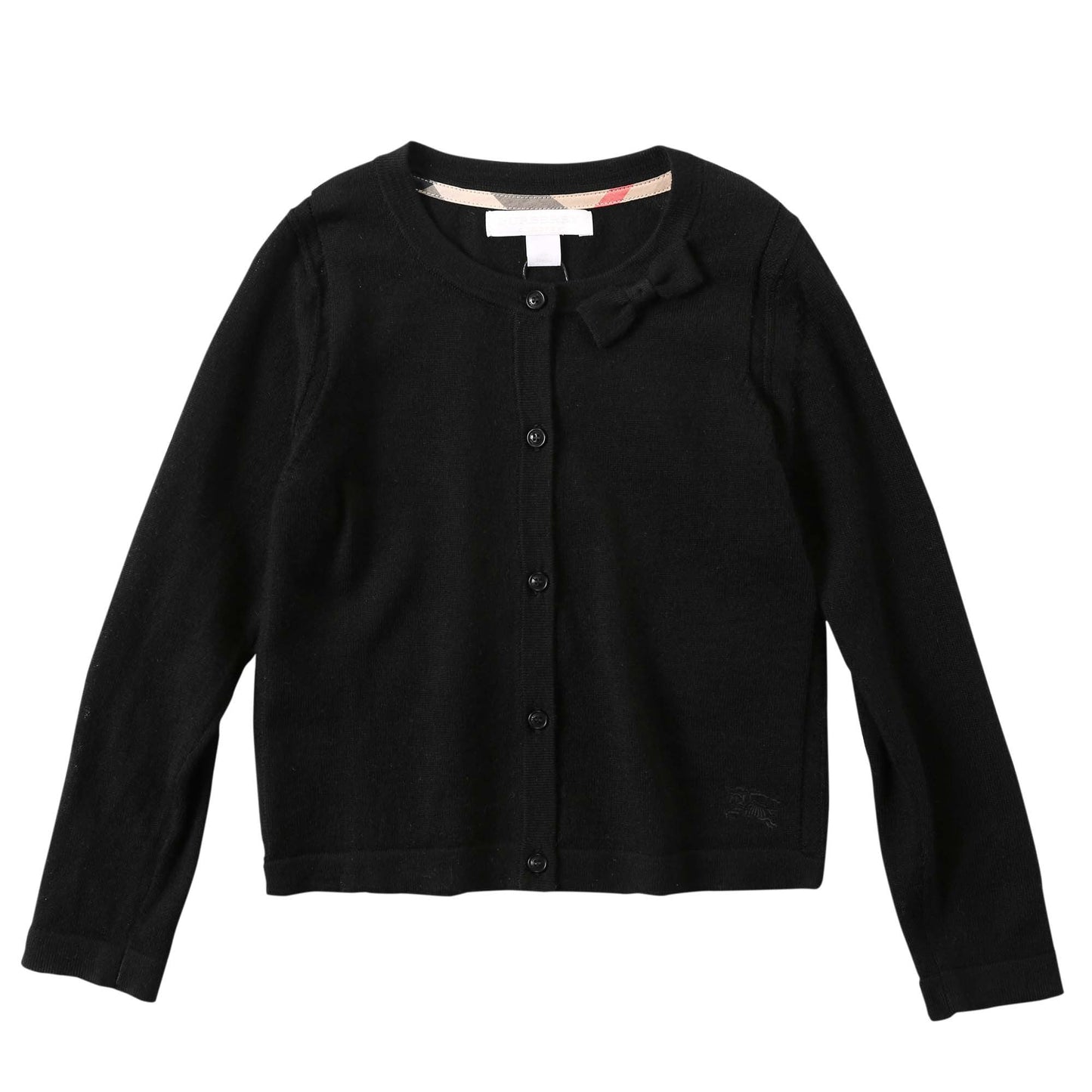 Girls Black Bow Trims Knitted Cardigan