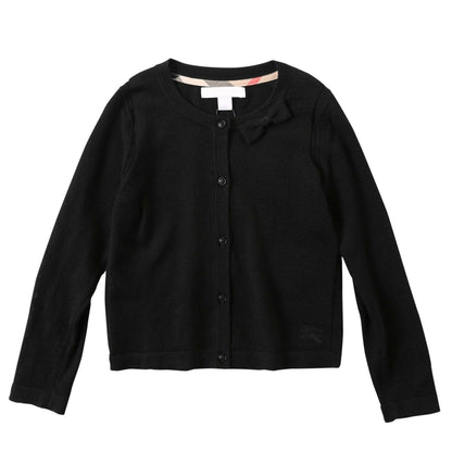 Girls Black Bow Trims Knitted Cardigan