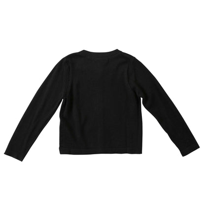 Girls Black Bow Trims Knitted Cardigan