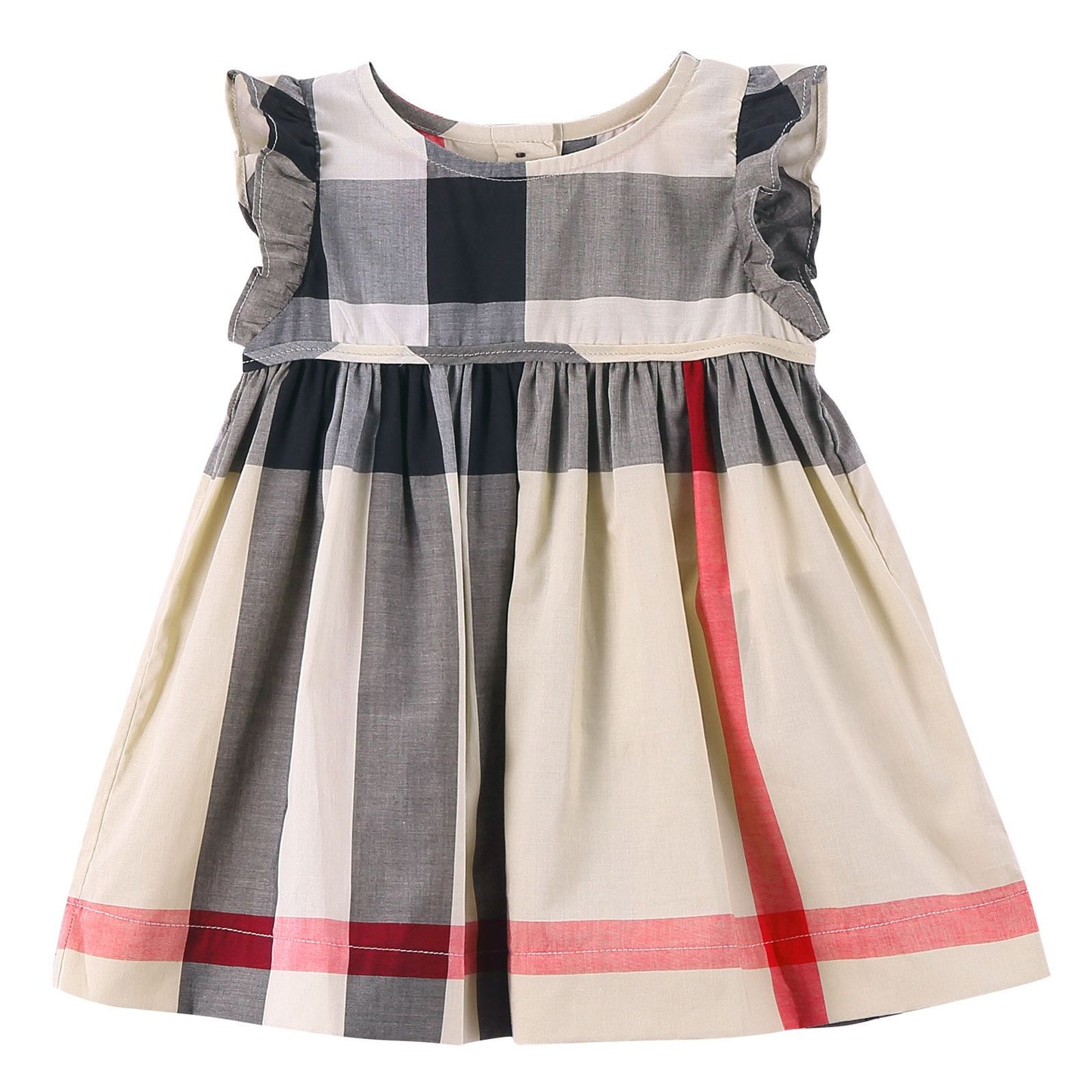 Baby Girls Multicolor Classic Check Dress With Frill Sleeve