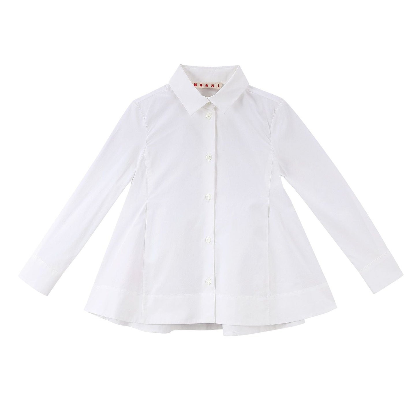 Girls Milk White Cotton Frilly Hem Blouse