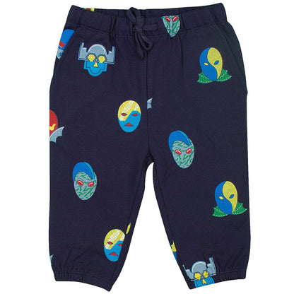 Loppie Baby Navy Blue Stella Super Heroes Printed Trousers