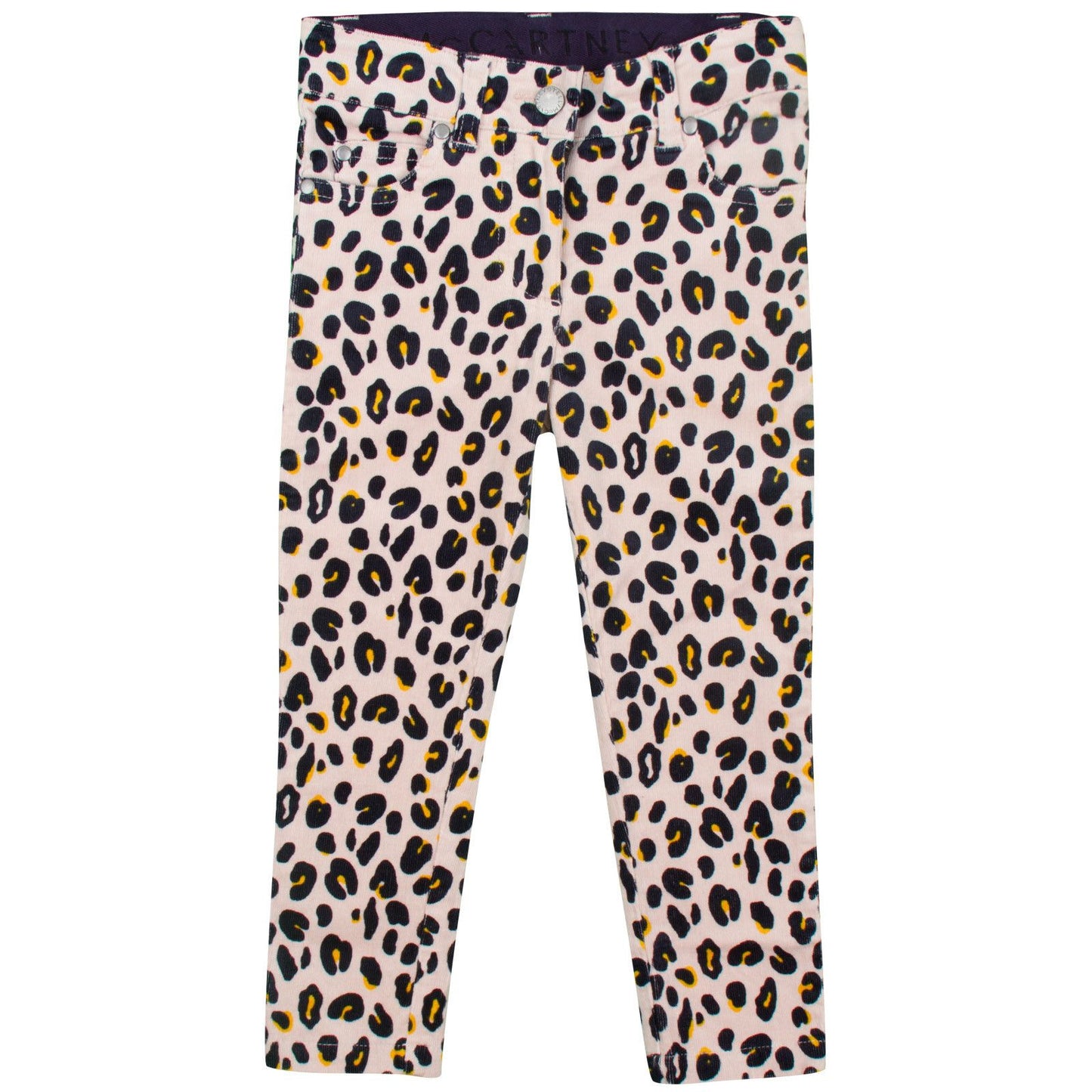 Nina Girls Pink Organic Black&Yellow Leopard Printed Jeans