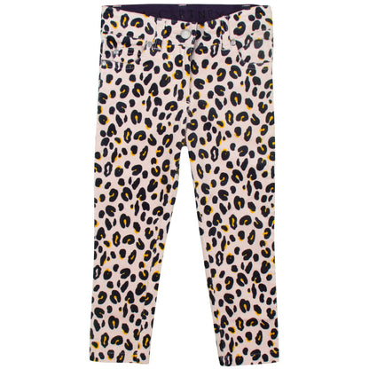 Nina Girls Pink Organic Black&Yellow Leopard Printed Jeans
