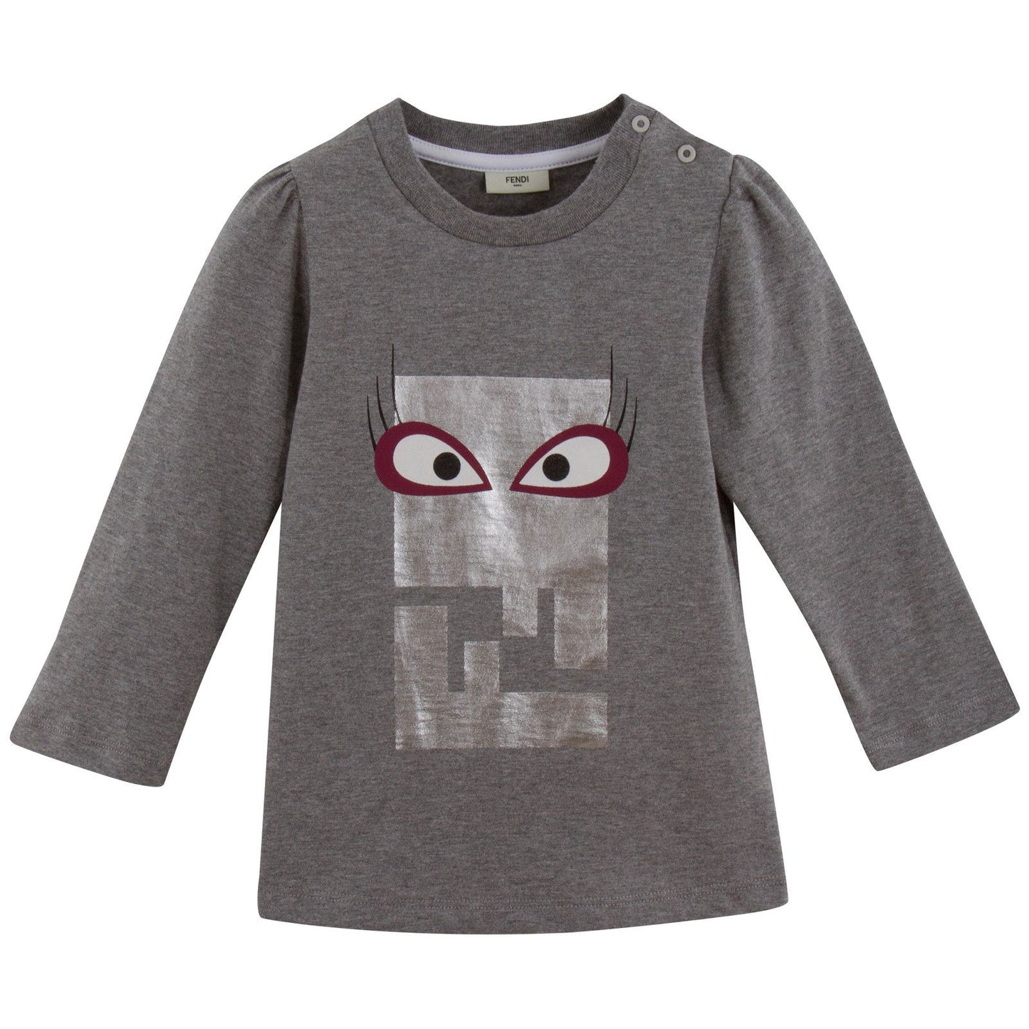 Baby Girls Grey Cotton Monster Printed T-Shirt