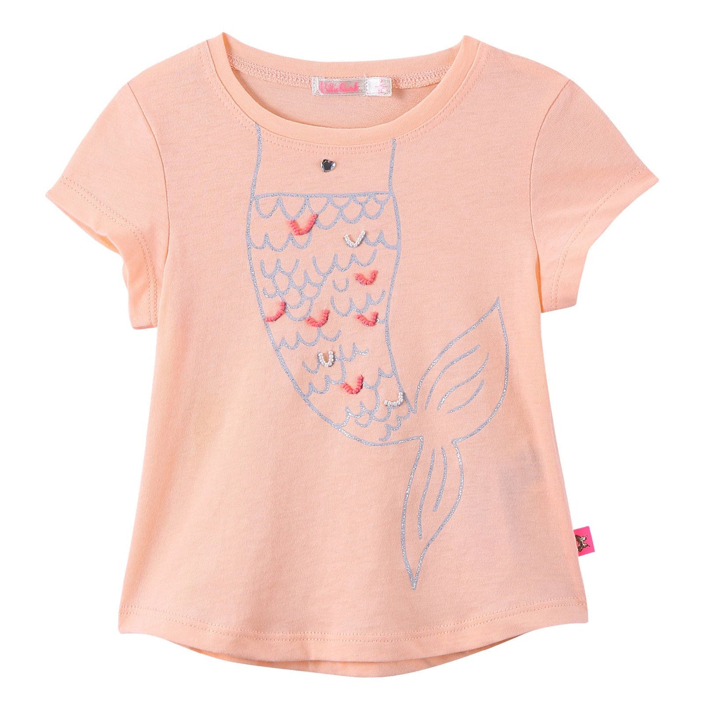 Girls Pink Fishtail Printed Cotton T-Shirt