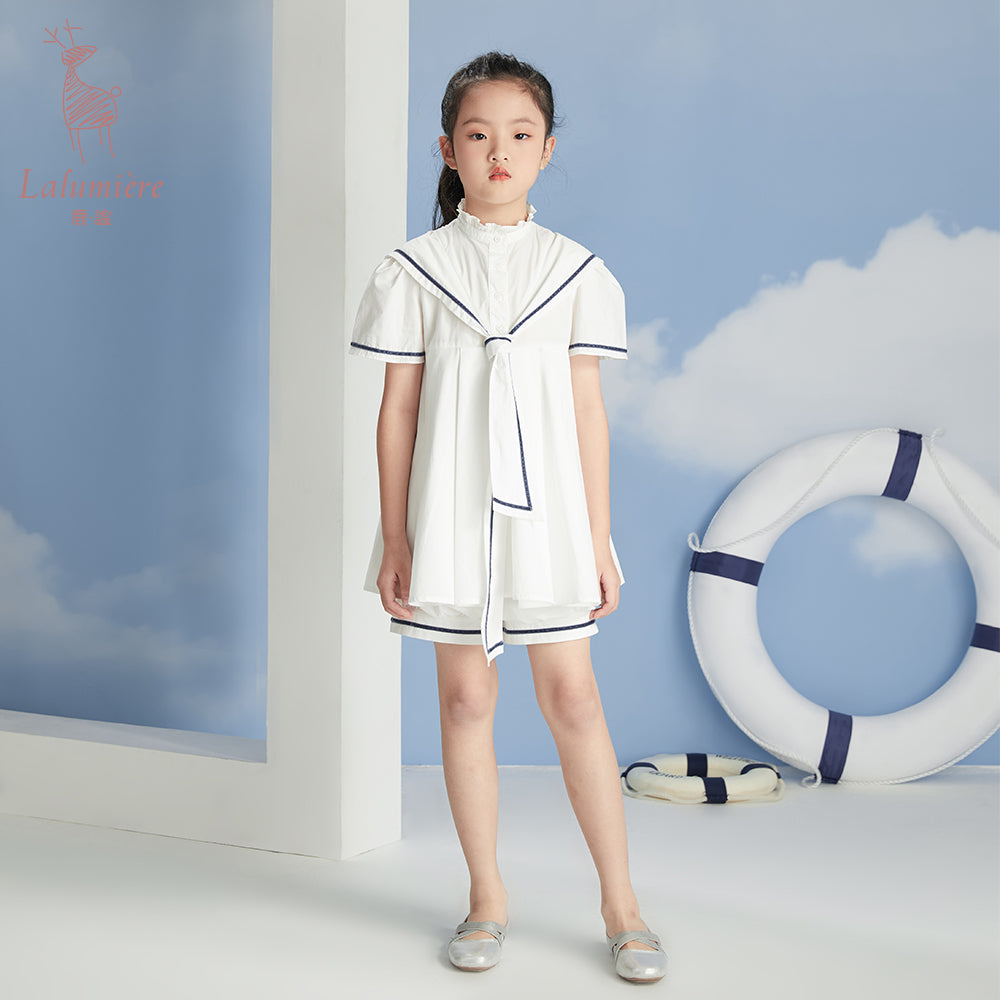 女童小海军棉布衬衫裙