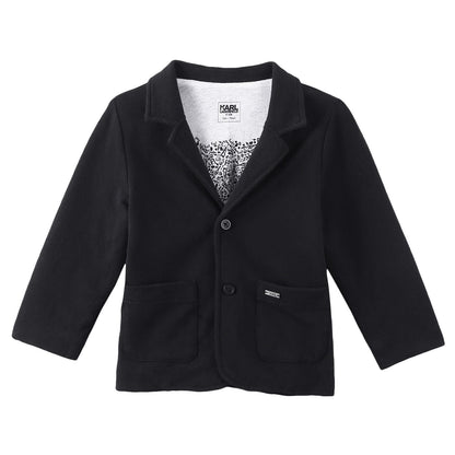 Baby Black Cotton Blazer With Patch Jackets