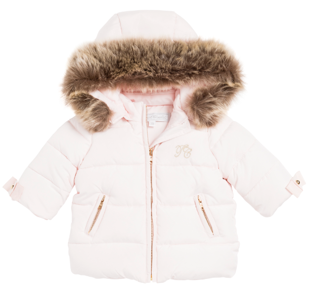 Baby Girls Pink Padded Down Hooded Jacket