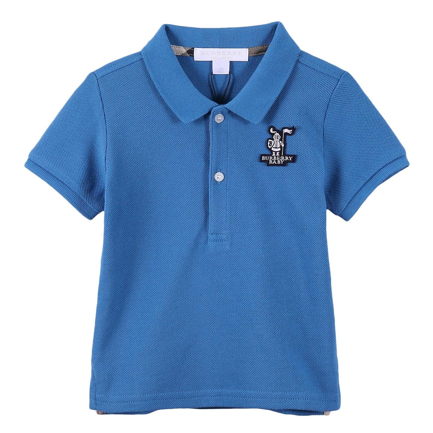 Baby Boys Light Blue Cotton Polo Shirt With Embroidered Logo