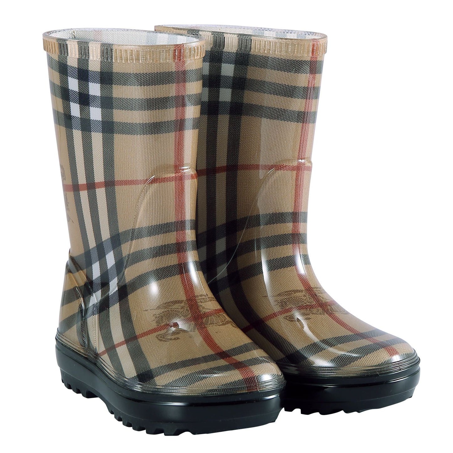 Baby Beige Check Rain Boots