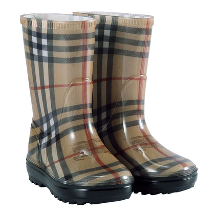 Baby Beige Check Rain Boots