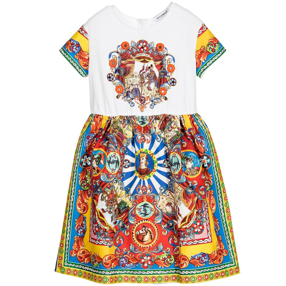 Girls Muliticolor Teatro Pupi Printed Dress