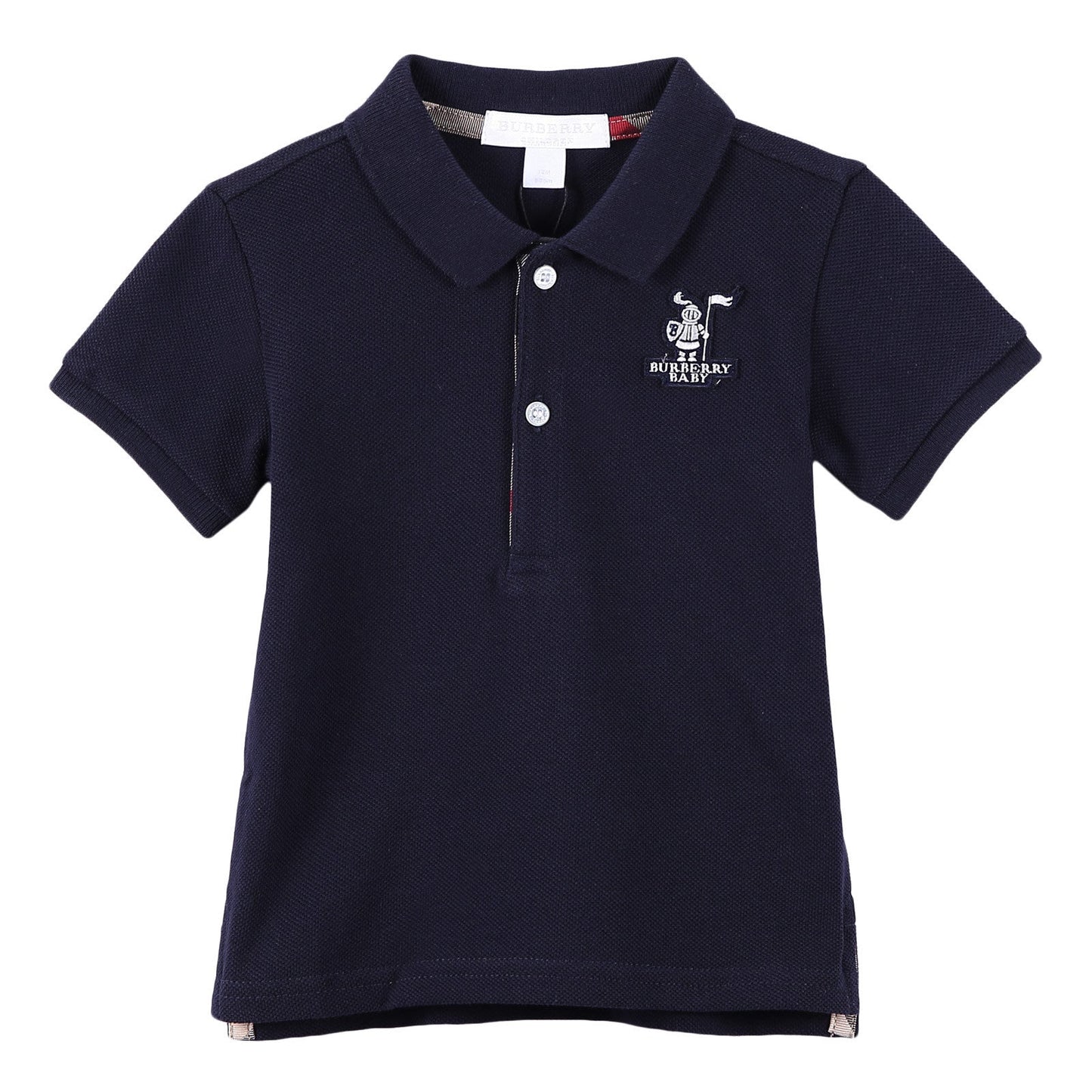 Baby Boys Navy Blue Cotton Polo Shirt With Embroidered Logo