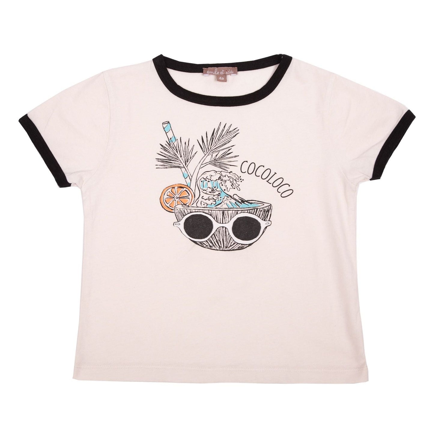 Girls White Cotton T-Shirt With Coco Loco Print Trims