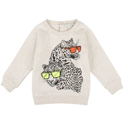 Billy Baby Grey Cotton Jersey Sweatshirt With Leopard Trims