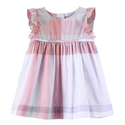 Baby Girls Pink Check Dress With Frill Sleeve