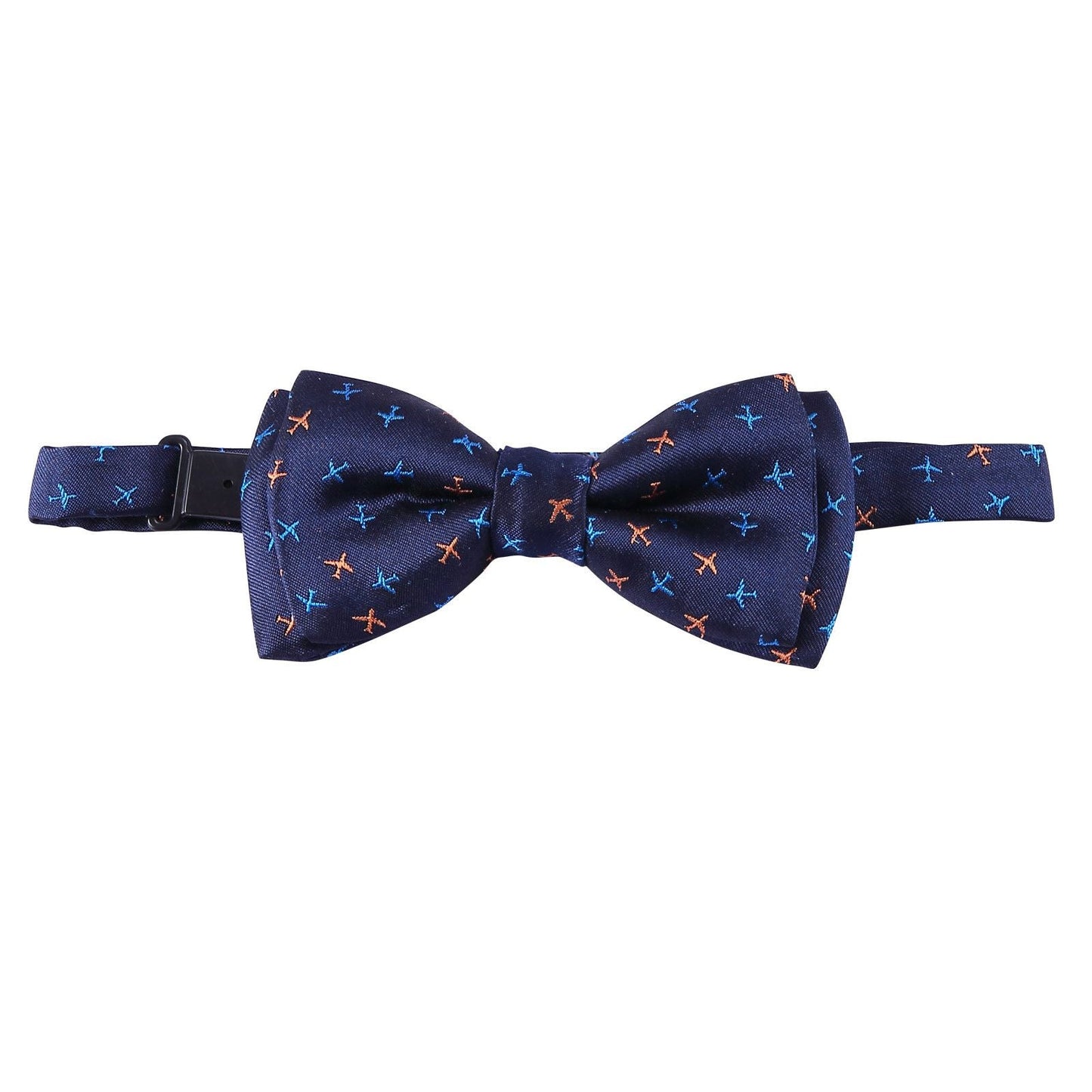 Boys Navy Blue Embroidered Trims Silk Bow Ties