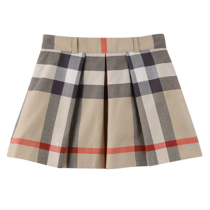Girls Multicolor Classic Check Pleated Skirt