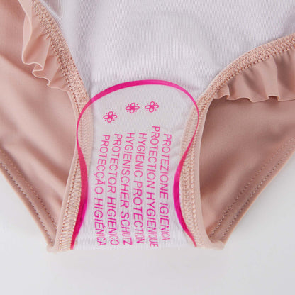 女童粉色Logo泳衣套装