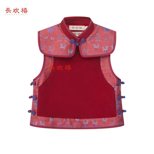 女童红色"福棠"羊毛马甲