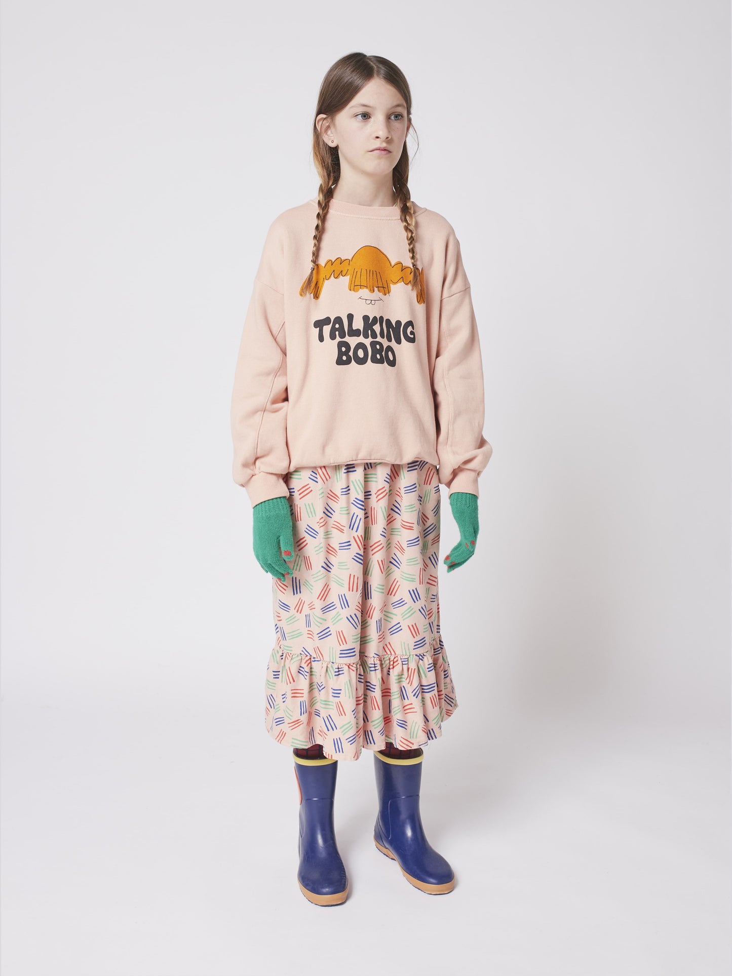 儿童粉色印花棉卫衣