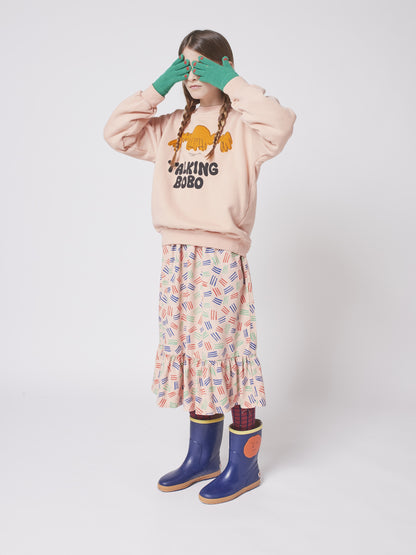 儿童粉色印花棉卫衣