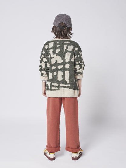 儿童深绿色羊毛开衫