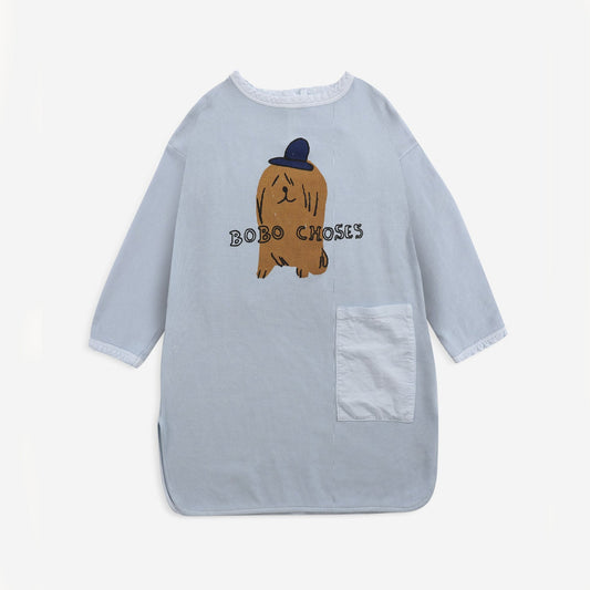 女童蓝色印花棉连衣裙