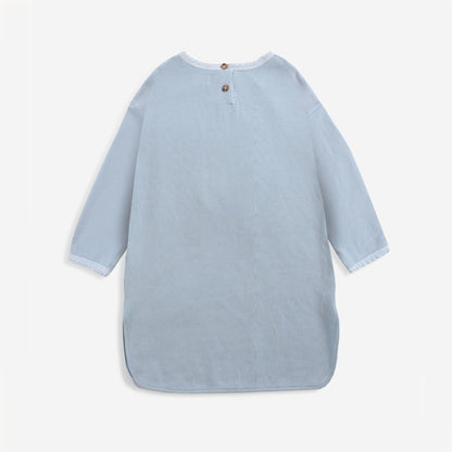 女童蓝色印花棉连衣裙